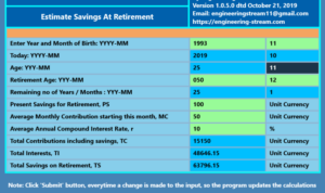 Retirement savings calculator